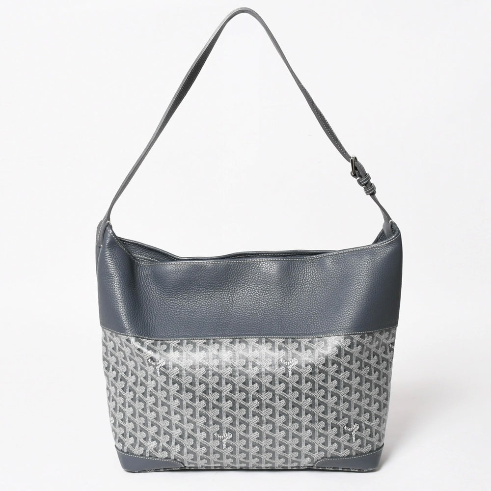 GOYARD ゴヤール グレナディン メッセンジャーバッグ ショルダーバッグ レザー MAE020149 グレー シルバー金具 美品 中古 4a005328
