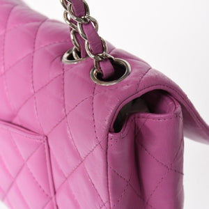 CHANEL シャネル クラシック フラップバッグ 14番台 ココマーク マトラッセ ラムスキン ピンク シルバー金具 美品 中古 4a005323