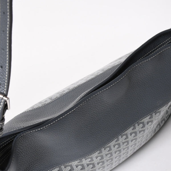 GOYARD ゴヤール グレナディン メッセンジャーバッグ ショルダーバッグ レザー MAE020149 グレー シルバー金具 美品 中古 4a005328