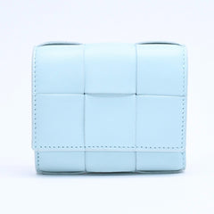 BOTTEGA VENETA Trifold Wallet Maxi Intrecciato Cassette Compact Wallet Light Blue Good Condition Used 4a005326