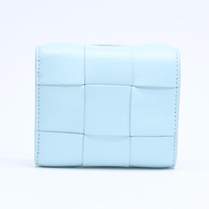 BOTTEGA VENETA Trifold Wallet Maxi Intrecciato Cassette Compact Wallet Light Blue Good Condition Used 4a005326