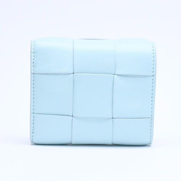 BOTTEGA VENETA Trifold Wallet Maxi Intrecciato Cassette Compact Wallet Light Blue Good Condition Used 4a005326