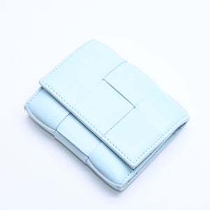 BOTTEGA VENETA Trifold Wallet Maxi Intrecciato Cassette Compact Wallet Light Blue Good Condition Used 4a005326