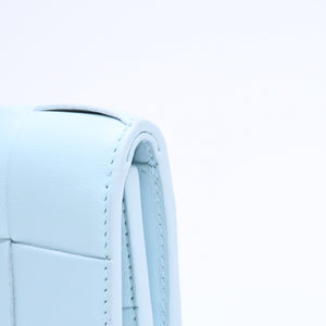 BOTTEGA VENETA Trifold Wallet Maxi Intrecciato Cassette Compact Wallet Light Blue Good Condition Used 4a005326