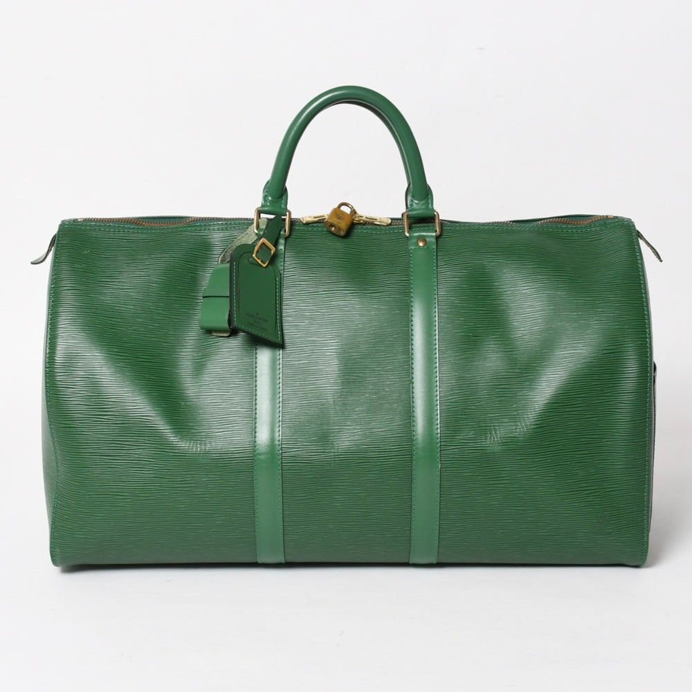 LOUIS VUITTON ルイヴィトン キーポル50 ボストンバッグ M42964 ボルネオグリーン エピレザー ゴールド金具 美品 中古 4a005329