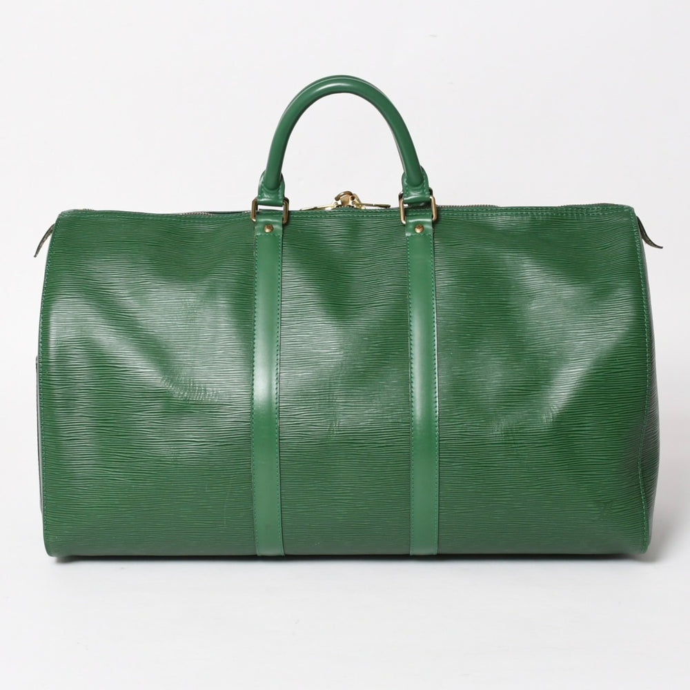 LOUIS VUITTON ルイヴィトン キーポル50 ボストンバッグ M42964 ボルネオグリーン エピレザー ゴールド金具 美品 中古 4a005329