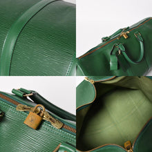 将图片加载到图库查看器，LOUIS VUITTON ルイヴィトン キーポル50 ボストンバッグ M42964 ボルネオグリーン エピレザー ゴールド金具 美品 中古 4a005329