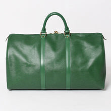 将图片加载到图库查看器，LOUIS VUITTON ルイヴィトン キーポル50 ボストンバッグ M42964 ボルネオグリーン エピレザー ゴールド金具 美品 中古 4a005329