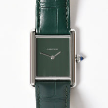 将图片加载到图库查看器，新品同様 CARTIER カルティエ TANK MUST LM タンクマスト LM 腕時計 WSTA0115 重量31.38g SS クォーツ レザー グリーン文字盤 中古 4a005303