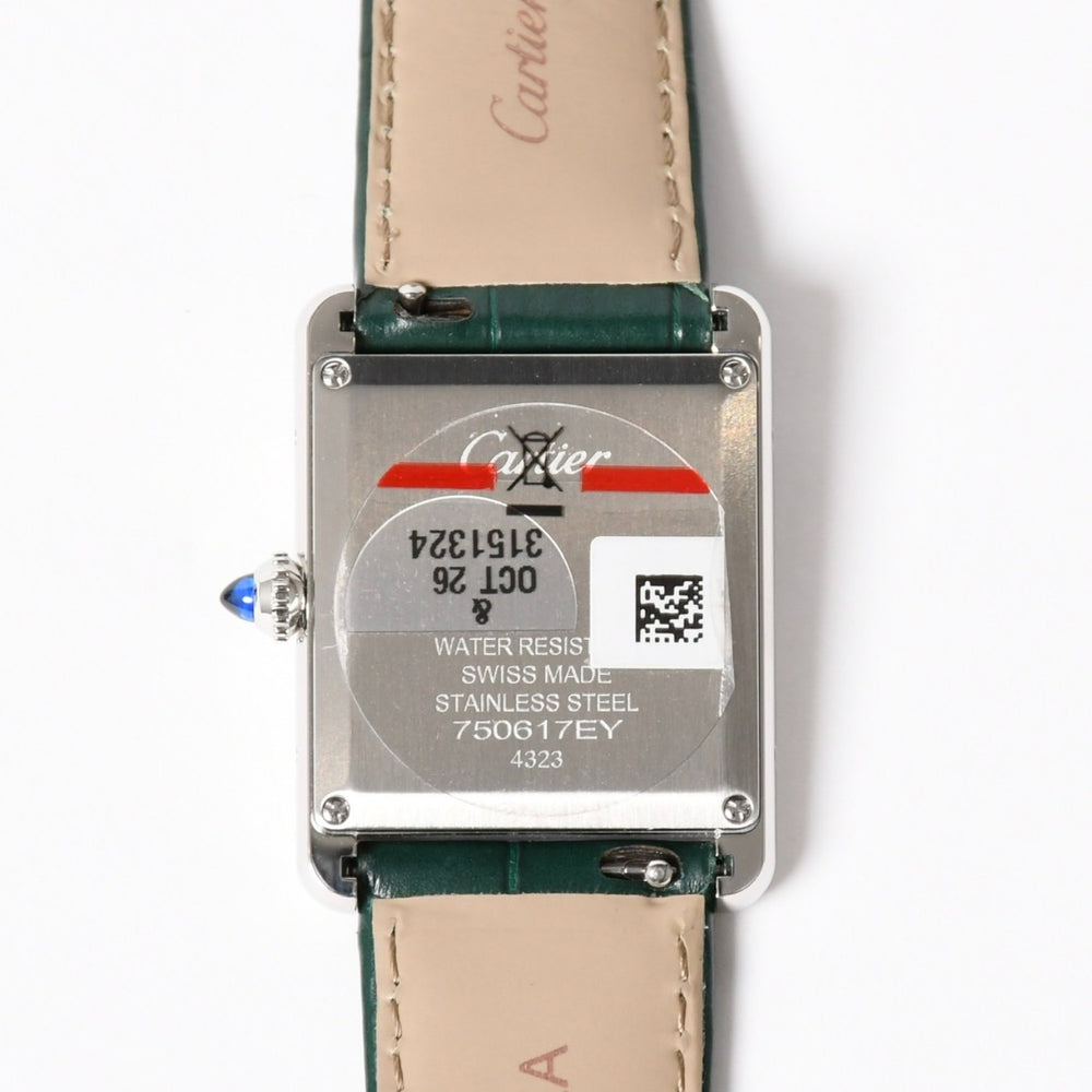 Like new CARTIER TANK MUST LM Watch WSTA0115 Weight 31.38g SS Quartz Leather Green Dial Used 4a005303