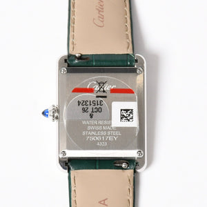 Like new CARTIER TANK MUST LM Watch WSTA0115 Weight 31.38g SS Quartz Leather Green Dial Used 4a005303