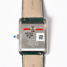 将图片加载到图库查看器，新品同様 CARTIER カルティエ TANK MUST LM タンクマスト LM 腕時計 WSTA0115 重量31.38g SS クォーツ レザー グリーン文字盤 中古 4a005303