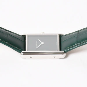Like new CARTIER TANK MUST LM Watch WSTA0115 Weight 31.38g SS Quartz Leather Green Dial Used 4a005303