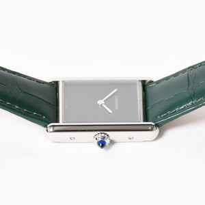 Like new CARTIER TANK MUST LM Watch WSTA0115 Weight 31.38g SS Quartz Leather Green Dial Used 4a005303