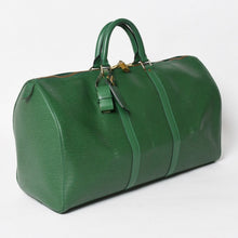 将图片加载到图库查看器，LOUIS VUITTON ルイヴィトン キーポル50 ボストンバッグ M42964 ボルネオグリーン エピレザー ゴールド金具 美品 中古 4a005329