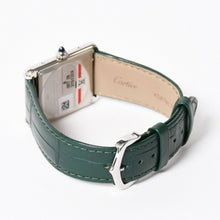 将图片加载到图库查看器，新品同様 CARTIER カルティエ TANK MUST LM タンクマスト LM 腕時計 WSTA0115 重量31.38g SS クォーツ レザー グリーン文字盤 中古 4a005303
