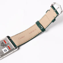 将图片加载到图库查看器，新品同様 CARTIER カルティエ TANK MUST LM タンクマスト LM 腕時計 WSTA0115 重量31.38g SS クォーツ レザー グリーン文字盤 中古 4a005303