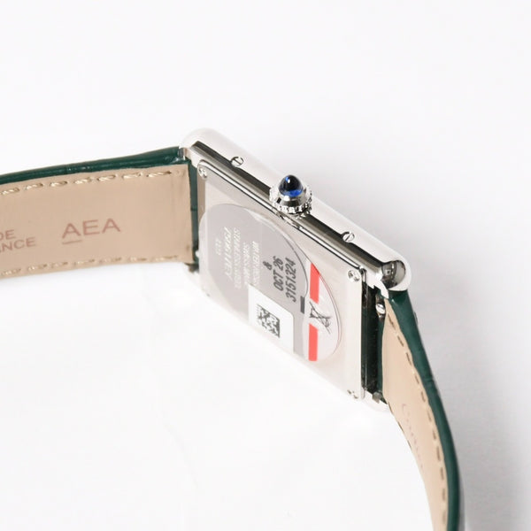 Like new CARTIER TANK MUST LM Watch WSTA0115 Weight 31.38g SS Quartz Leather Green Dial Used 4a005303