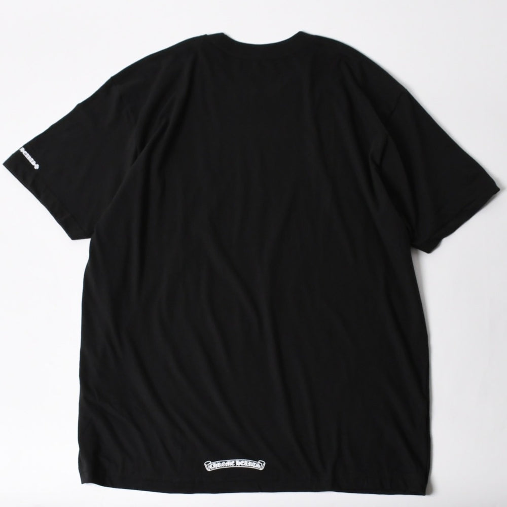 New and unused CHROME HEARTS Neck Logo Print Short Sleeve T-shirt Black White Size L Used 4a005366