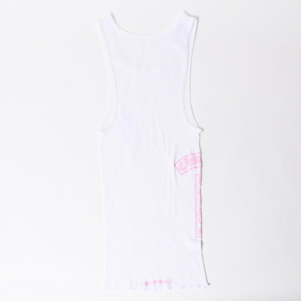 New and unused CHROME HEARTS Tank Top Size M Old English Logo White Pink Used 4a005495