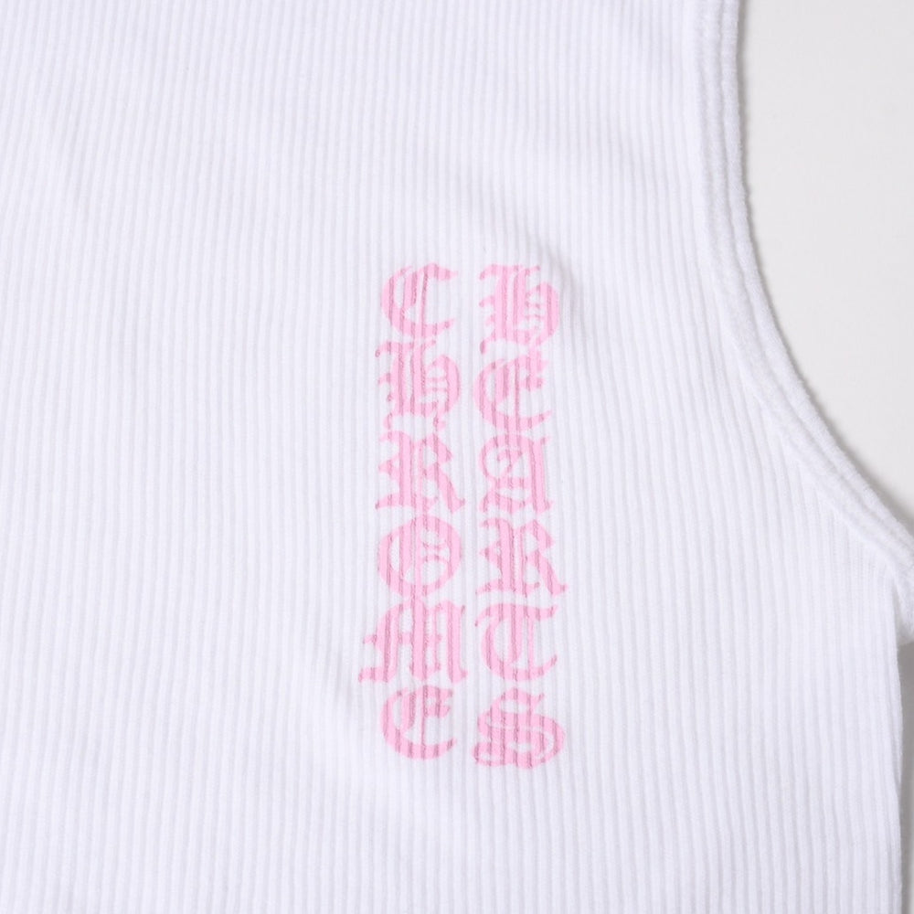 New and unused CHROME HEARTS Tank Top Size M Old English Logo White Pink Used 4a005495