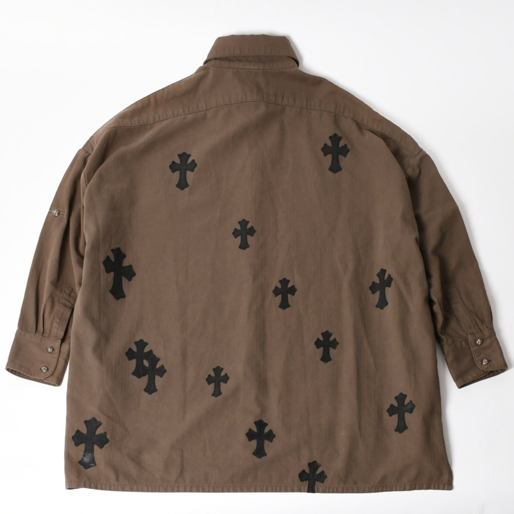 CHROME HEARTS クロムハーツ MAHAL KITA マハルキタ 長袖シャツ サイズM セメタリークロスパッチ 22パッチ カーキ 美品 中古 4a005496