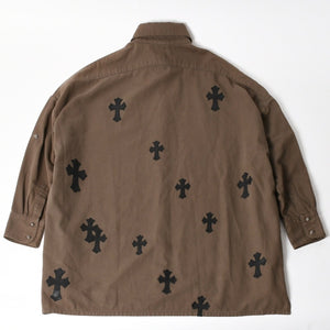 CHROME HEARTS クロムハーツ MAHAL KITA マハルキタ 長袖シャツ サイズM セメタリークロスパッチ 22パッチ カーキ 美品 中古 4a005496