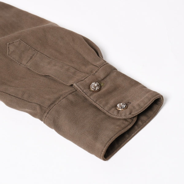 CHROME HEARTS クロムハーツ MAHAL KITA マハルキタ 長袖シャツ サイズM セメタリークロスパッチ 22パッチ カーキ 美品 中古 4a005496