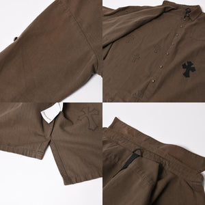 CHROME HEARTS クロムハーツ MAHAL KITA マハルキタ 長袖シャツ サイズM セメタリークロスパッチ 22パッチ カーキ 美品 中古 4a005496