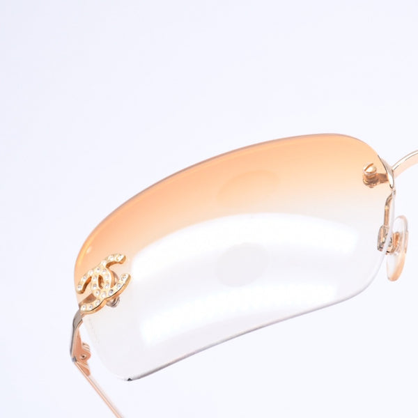 CHANEL シャネル サングラス アイウェア リムレス ラインストーン ココマーク オレンジ イエロー 4017-D サイズ62◻︎17 120 美品 中古 4a005344