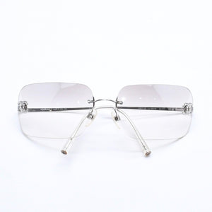 CHANEL シャネル リムレス サングラス 4017-D c.159/61 サイズ 62□17 120 ココマーク ラインストーン グレー グラデーションレンズ シルバー金具 良品 中古 4a005343
