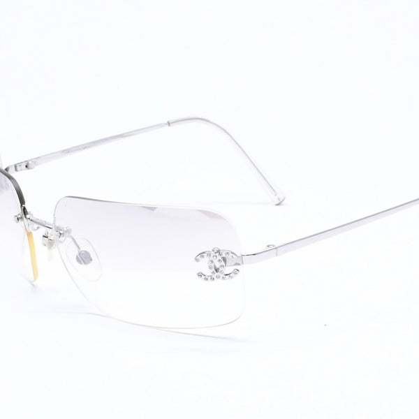 CHANEL シャネル リムレス サングラス 4017-D c.159/61 サイズ 62□17 120 ココマーク ラインストーン グレー グラデーションレンズ シルバー金具 良品 中古 4a005343