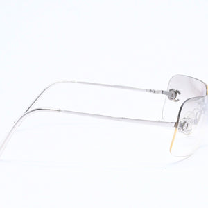 CHANEL シャネル リムレス サングラス 4017-D c.159/61 サイズ 62□17 120 ココマーク ラインストーン グレー グラデーションレンズ シルバー金具 良品 中古 4a005343