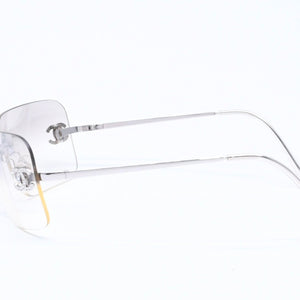 CHANEL シャネル リムレス サングラス 4017-D c.159/61 サイズ 62□17 120 ココマーク ラインストーン グレー グラデーションレンズ シルバー金具 良品 中古 4a005343