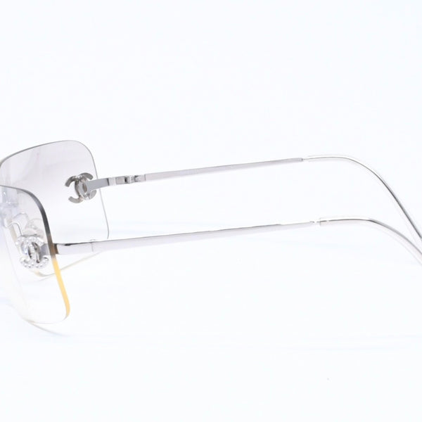 CHANEL シャネル リムレス サングラス 4017-D c.159/61 サイズ 62□17 120 ココマーク ラインストーン グレー グラデーションレンズ シルバー金具 良品 中古 4a005343