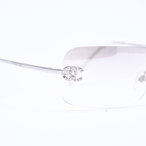 CHANEL シャネル リムレス サングラス 4017-D c.159/61 サイズ 62□17 120 ココマーク ラインストーン グレー グラデーションレンズ シルバー金具 良品 中古 4a005343
