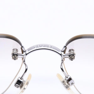 CHANEL シャネル リムレス サングラス 4017-D c.159/61 サイズ 62□17 120 ココマーク ラインストーン グレー グラデーションレンズ シルバー金具 良品 中古 4a005343