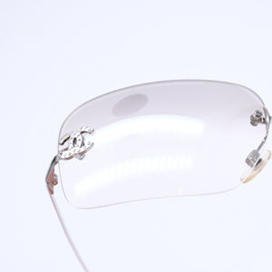 CHANEL シャネル リムレス サングラス 4017-D c.159/61 サイズ 62□17 120 ココマーク ラインストーン グレー グラデーションレンズ シルバー金具 良品 中古 4a005343