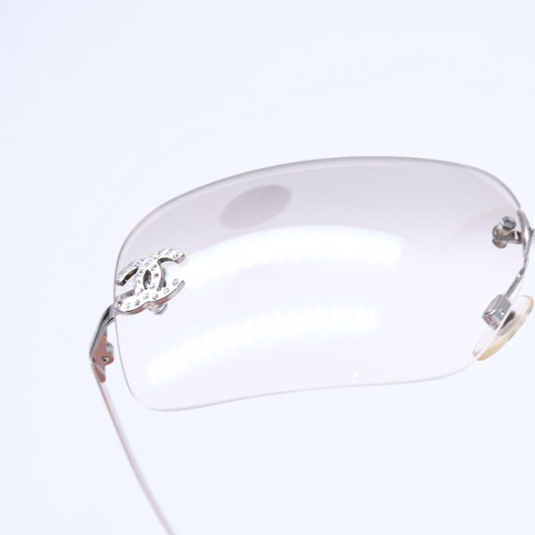 CHANEL シャネル リムレス サングラス 4017-D c.159/61 サイズ 62□17 120 ココマーク ラインストーン グレー グラデーションレンズ シルバー金具 良品 中古 4a005343