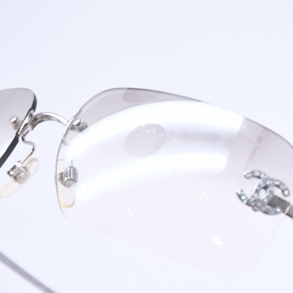 CHANEL シャネル リムレス サングラス 4017-D c.159/61 サイズ 62□17 120 ココマーク ラインストーン グレー グラデーションレンズ シルバー金具 良品 中古 4a005343