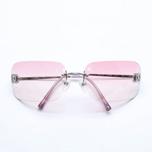 Load image into Gallery viewer, CHANEL シャネル リムレス サングラス 4017-D c.124/58 62□17 120 ココマーク ラインストーン ピンク パープル シルバー金具 美品 中古 4a005341