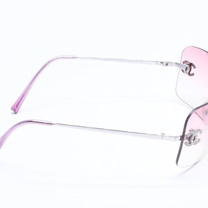 CHANEL シャネル リムレス サングラス 4017-D c.124/58 62□17 120 ココマーク ラインストーン ピンク パープル シルバー金具 美品 中古 4a005341
