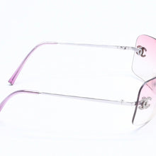 Load image into Gallery viewer, CHANEL シャネル リムレス サングラス 4017-D c.124/58 62□17 120 ココマーク ラインストーン ピンク パープル シルバー金具 美品 中古 4a005341