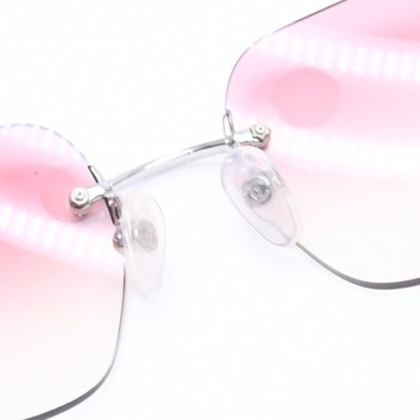 CHANEL シャネル リムレス サングラス 4017-D c.124/58 62□17 120 ココマーク ラインストーン ピンク パープル シルバー金具 美品 中古 4a005341