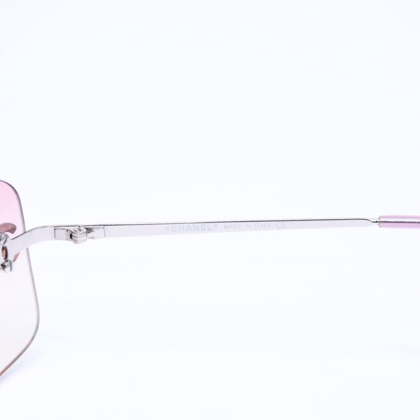 CHANEL シャネル リムレス サングラス 4017-D c.124/58 62□17 120 ココマーク ラインストーン ピンク パープル シルバー金具 美品 中古 4a005341
