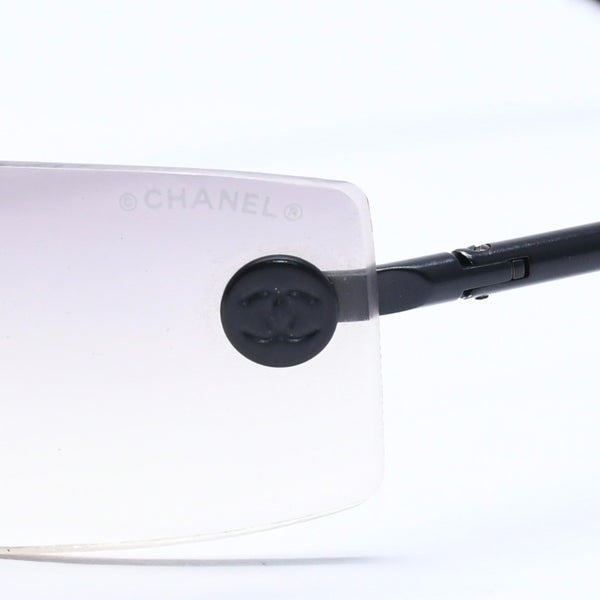 CHANEL シャネル サングラス アイウェア ボタンココマーク ココマーク リムレス ブラック グレー 美品 中古 4a005348