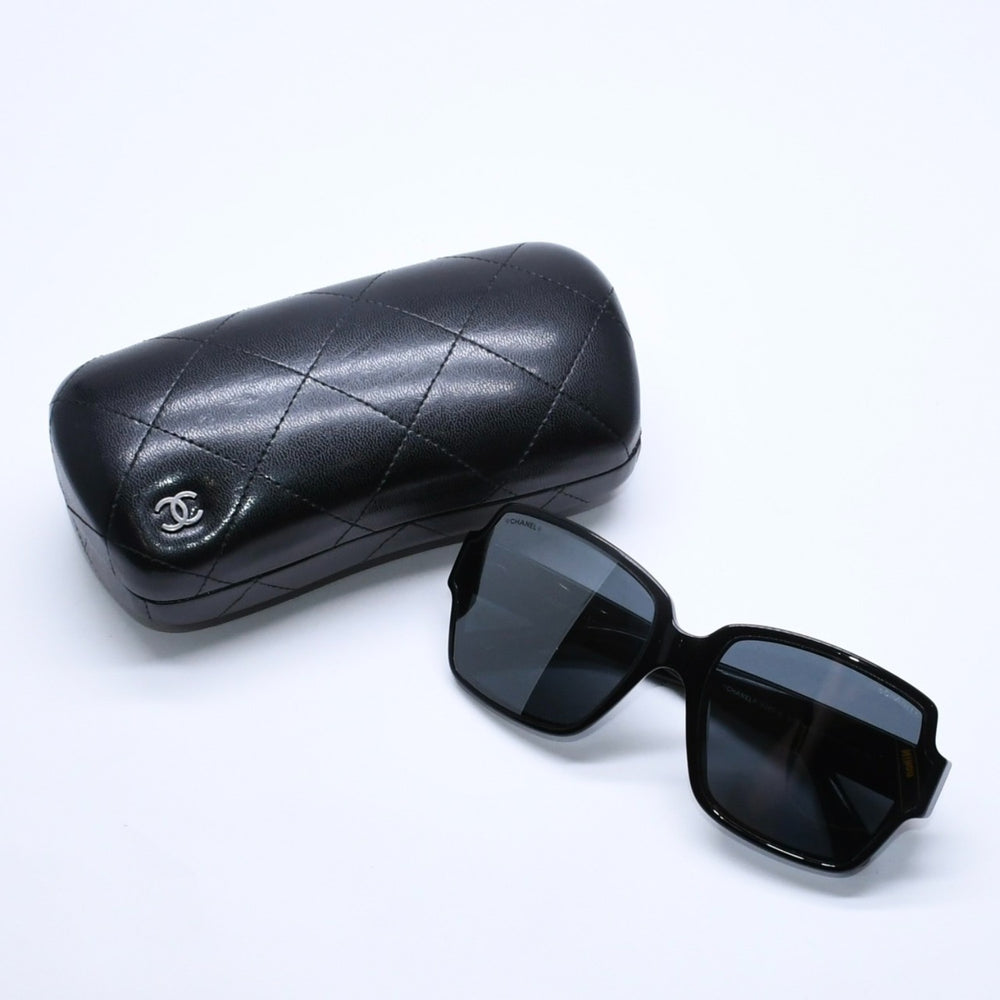 CHANEL シャネル スクエア シェイプ サングラス 5385-A c.501/6G サイズ61□17 140 ミラーレンズ ブラック ココマーク アイウェア 美品 中古 4a005347