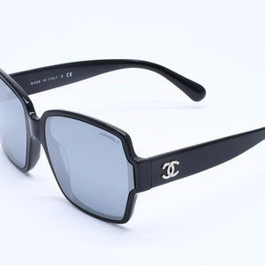 CHANEL シャネル スクエア シェイプ サングラス 5385-A c.501/6G サイズ61□17 140 ミラーレンズ ブラック ココマーク アイウェア 美品 中古 4a005347