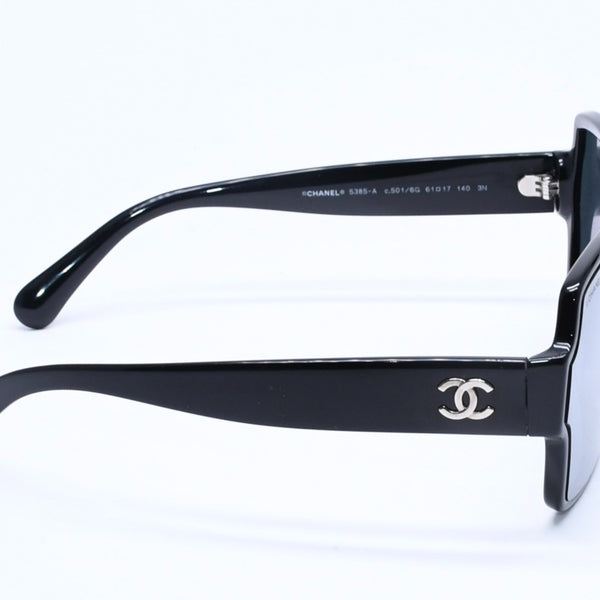CHANEL シャネル スクエア シェイプ サングラス 5385-A c.501/6G サイズ61□17 140 ミラーレンズ ブラック ココマーク アイウェア 美品 中古 4a005347