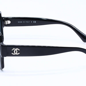 CHANEL シャネル スクエア シェイプ サングラス 5385-A c.501/6G サイズ61□17 140 ミラーレンズ ブラック ココマーク アイウェア 美品 中古 4a005347